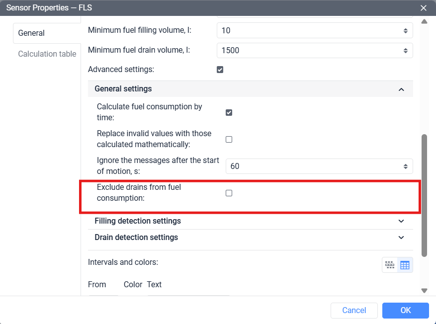 exclude drains from fuel consumption