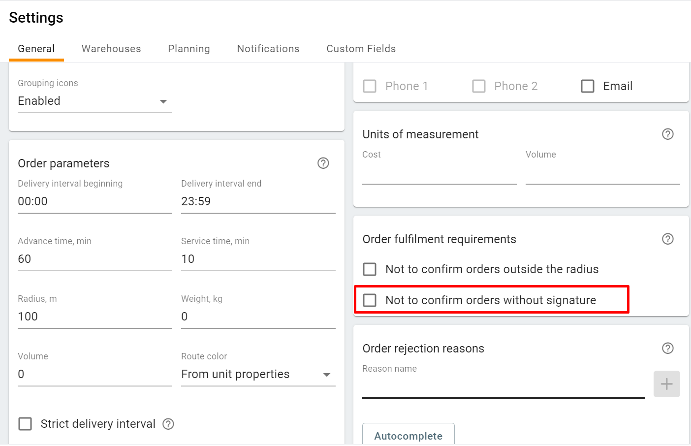 Confirmation de la commande