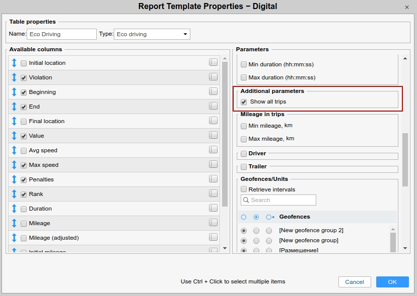 Unités désactivées