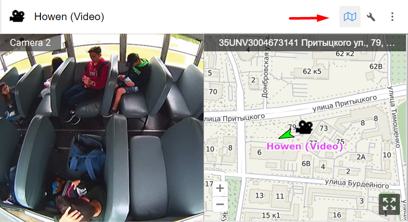 Carte avec la position de l'unité à côté du lecteur vidéo