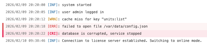 Improved logs readability in Wialon Local 2604