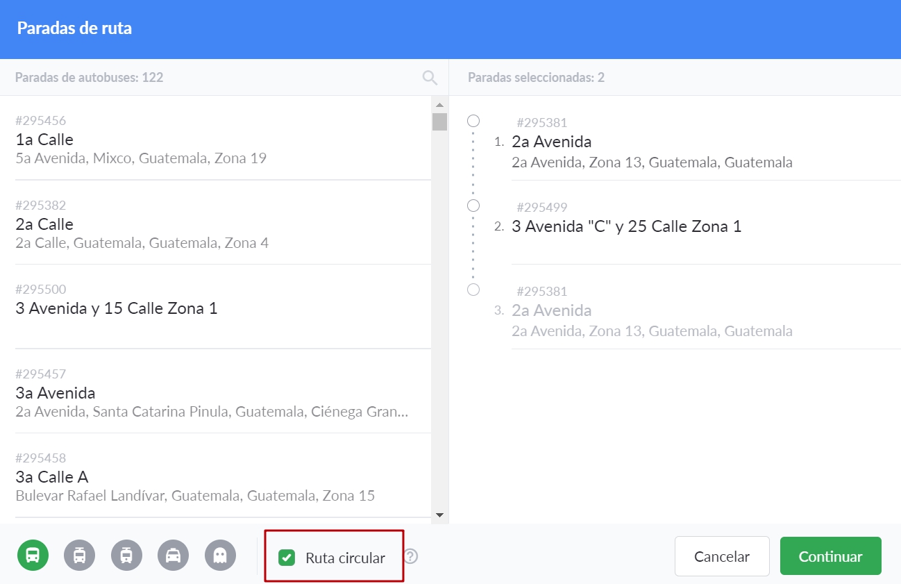 Rutas circulares en NimBus