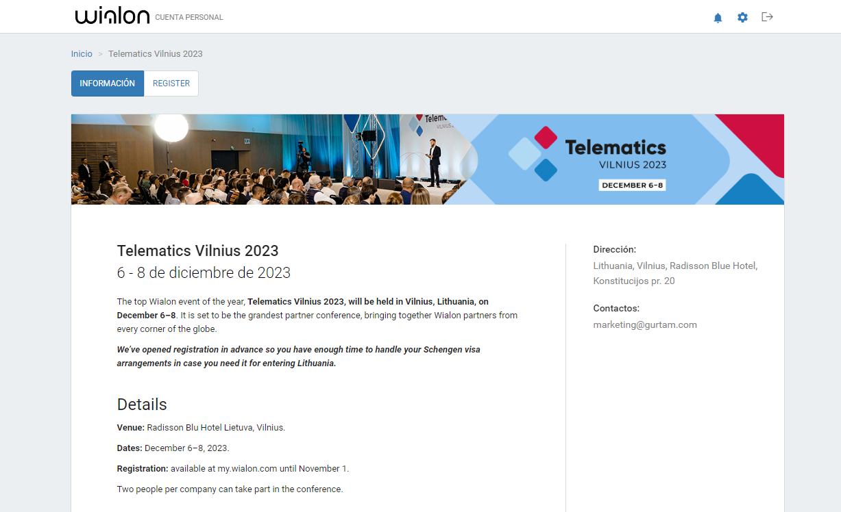 my.wialon.com — Eventos de Wialon