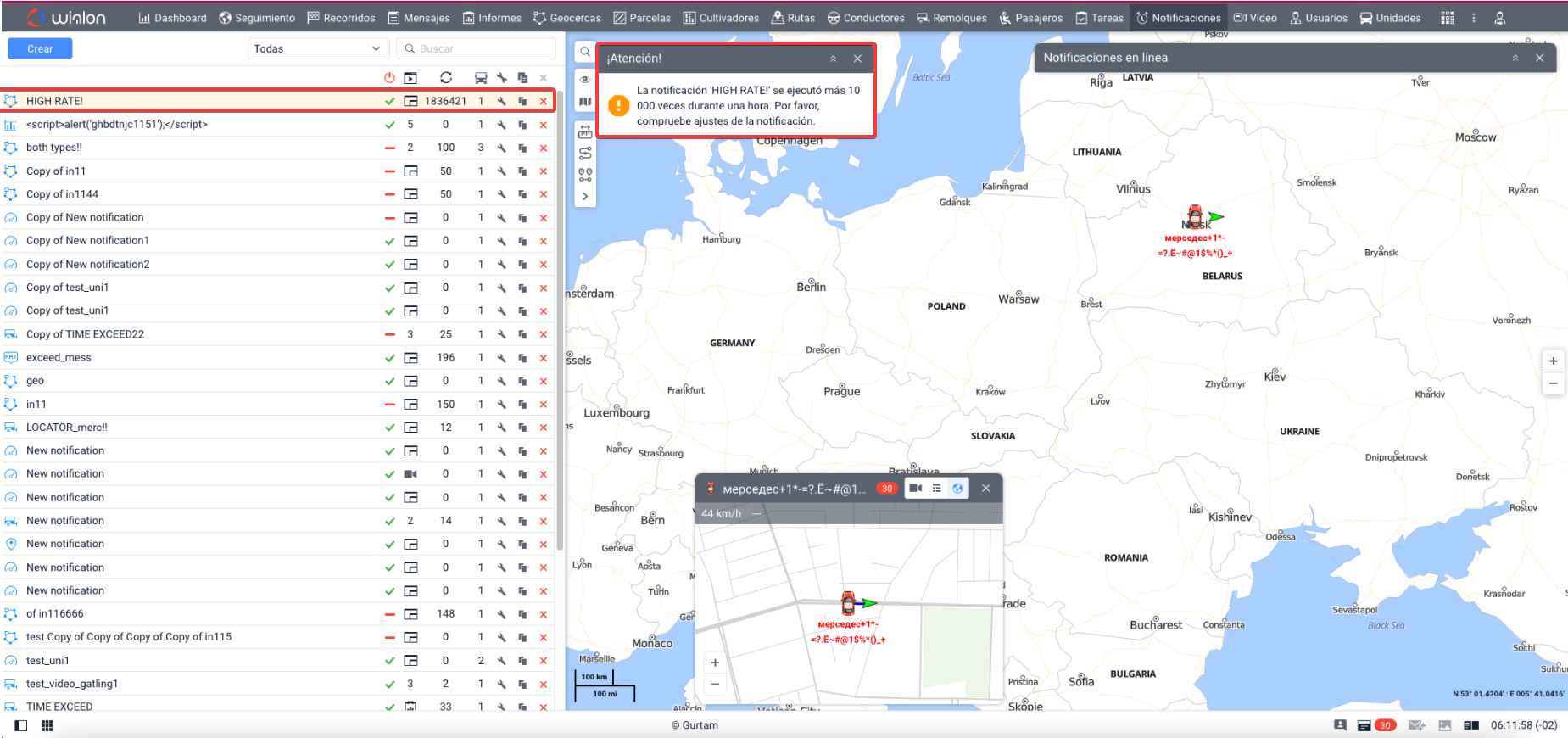 Notificaciones problemáticas