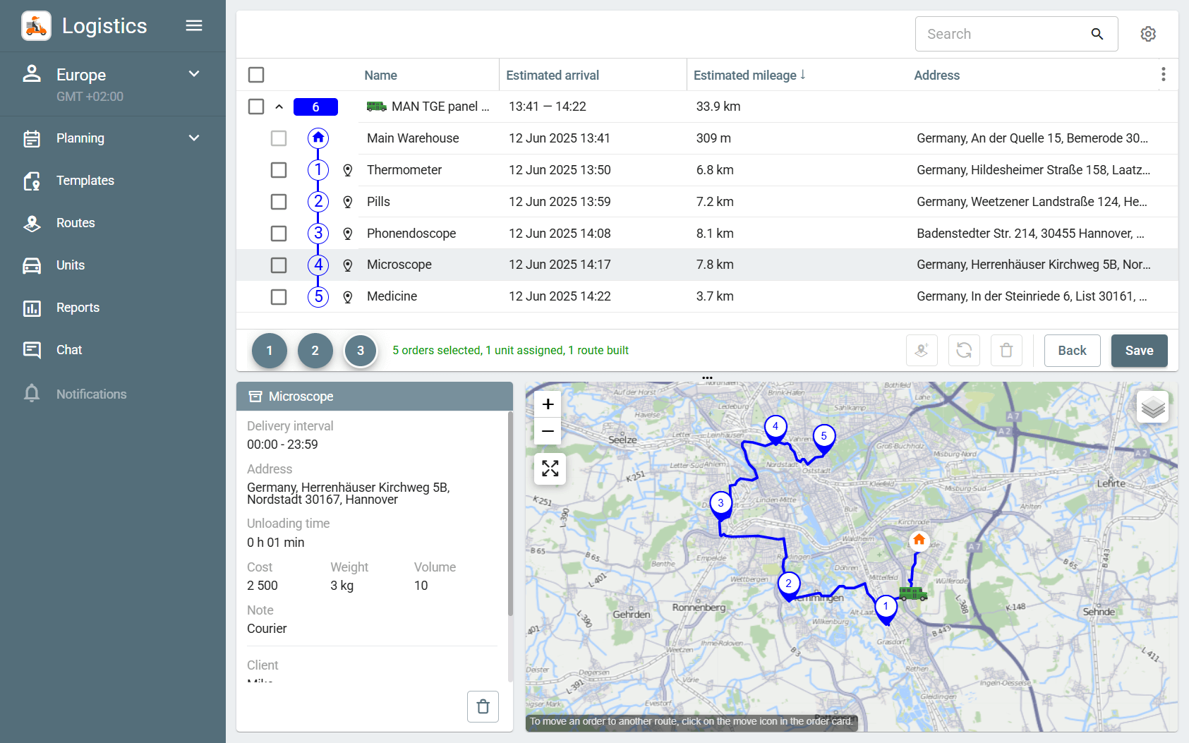 Delivery route planning
