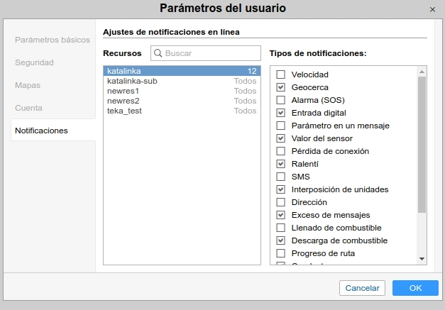 Filtración de notificaciones en línea
