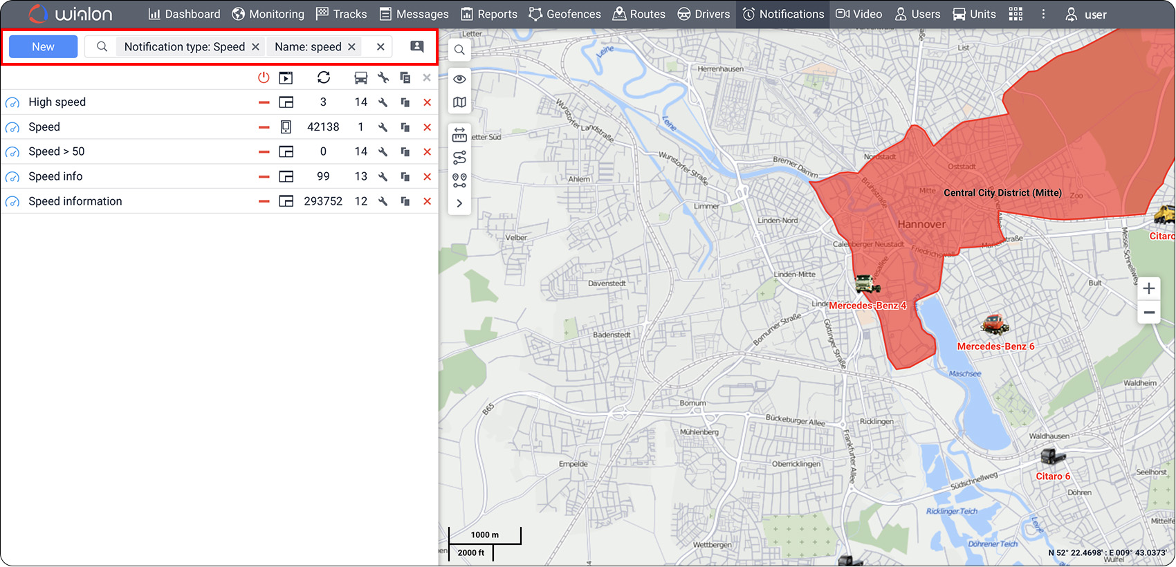 Filtrage des notifications selon deux critères