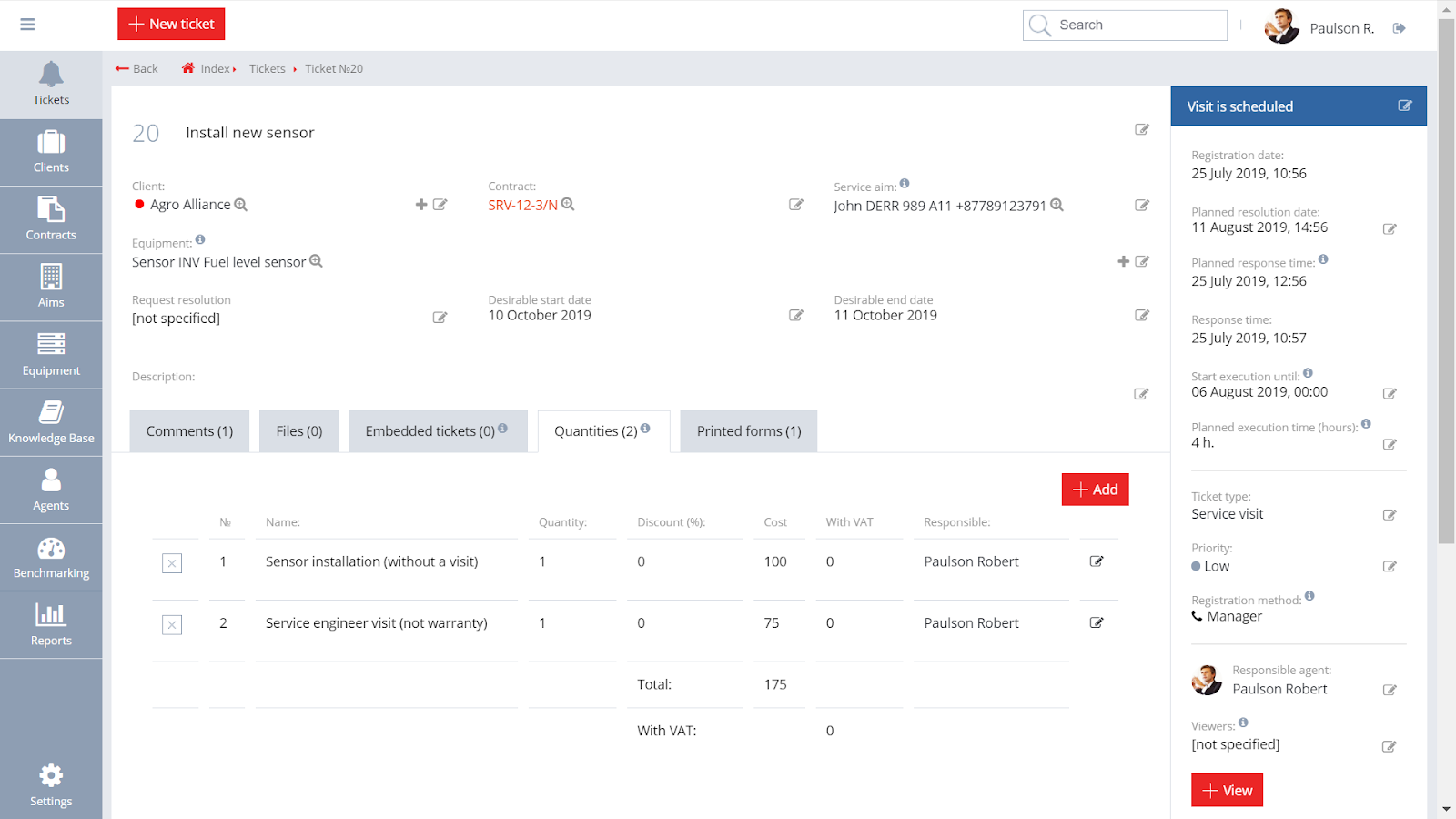 company card in Okdesk