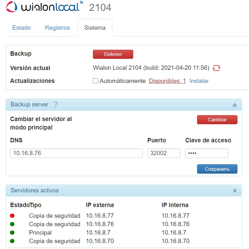 Desarrollo del servicio de respaldo