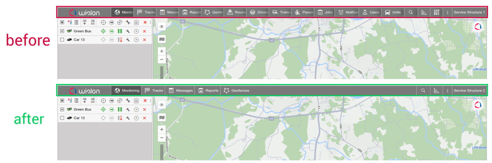 two versions of the Dashboard