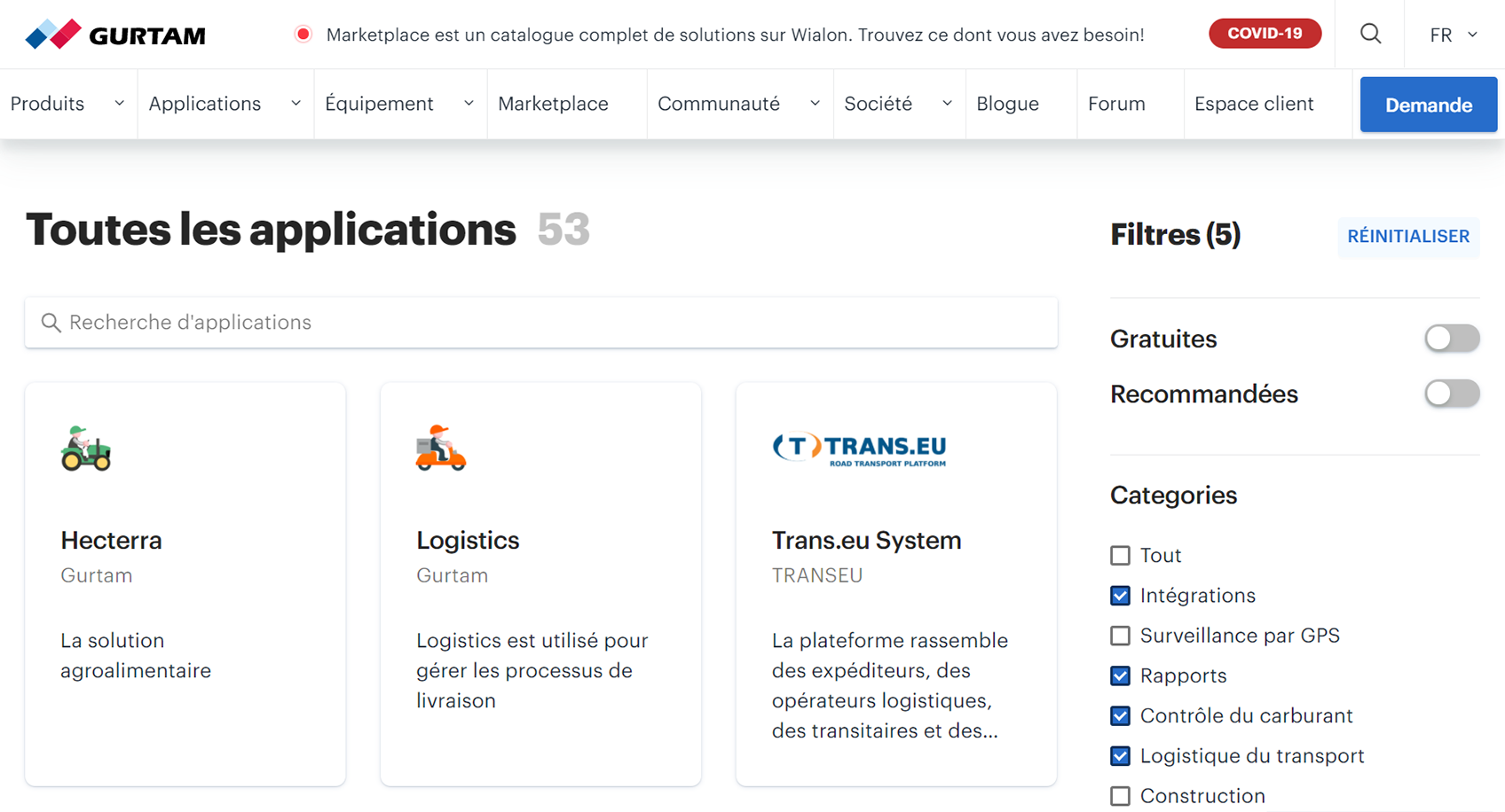 Page titulaire du marché