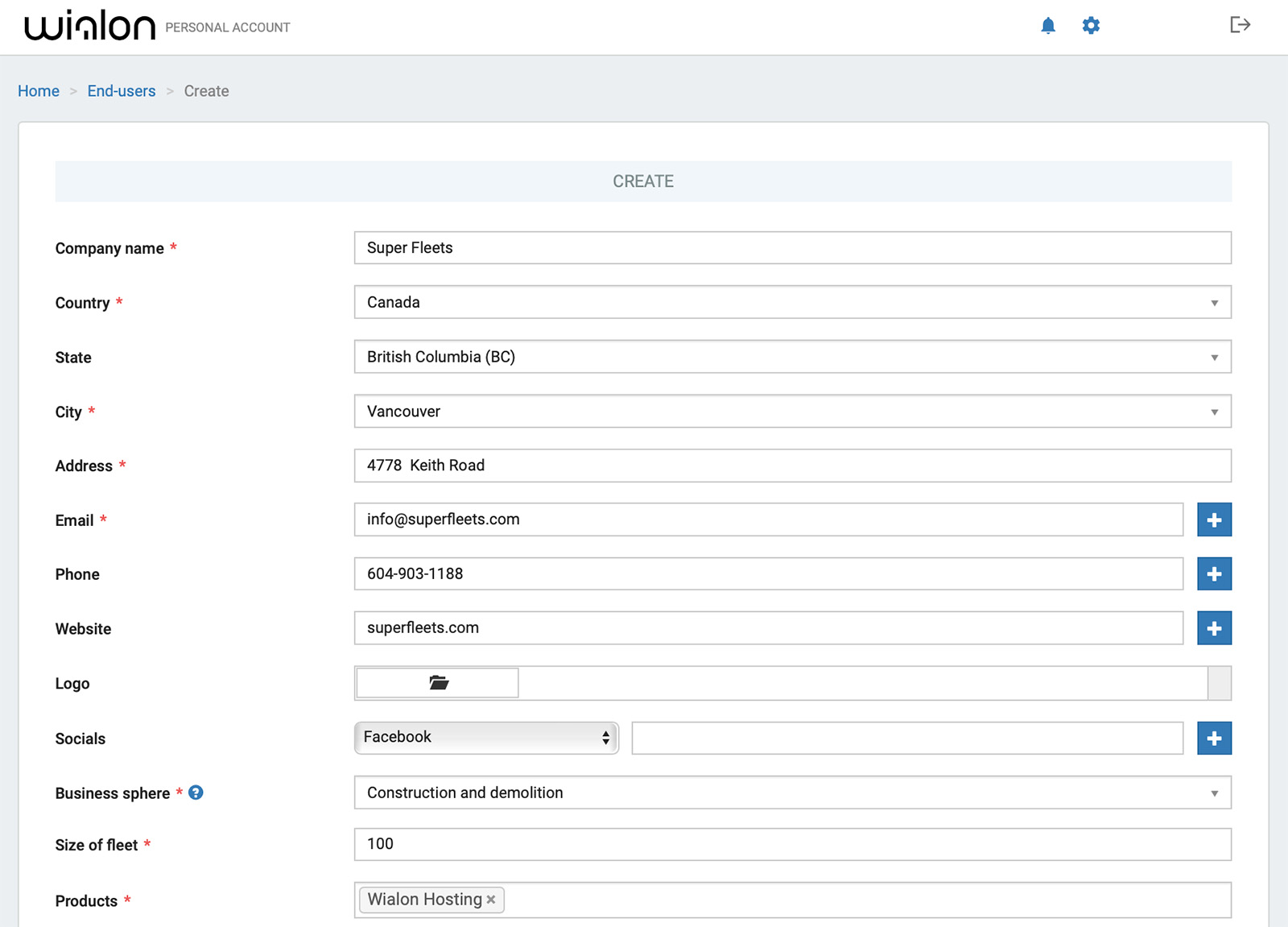my.wialon.com — Enregistrement d'un client