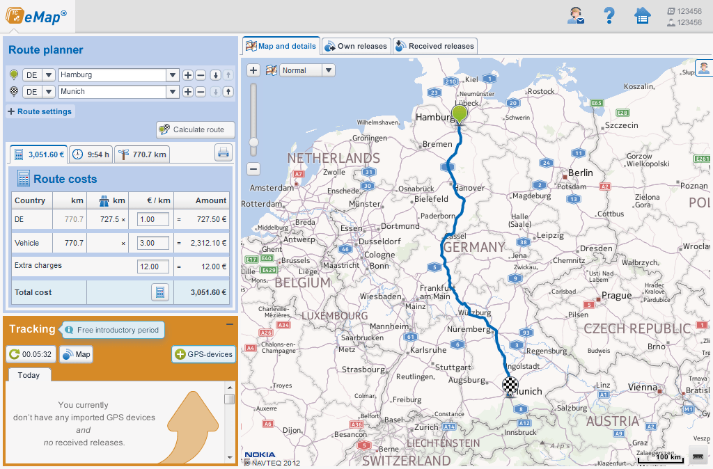 emap route planner
