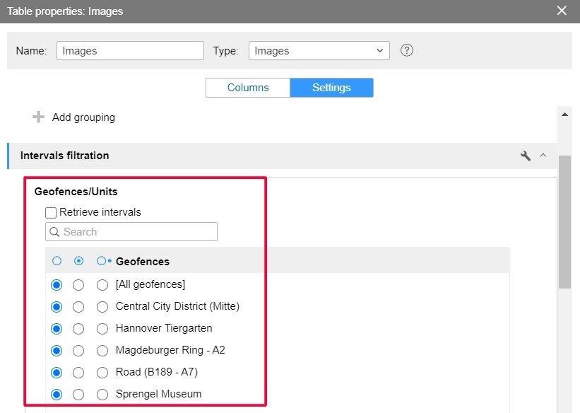 Nouveau filtre par géozones dans le tableau "Images"