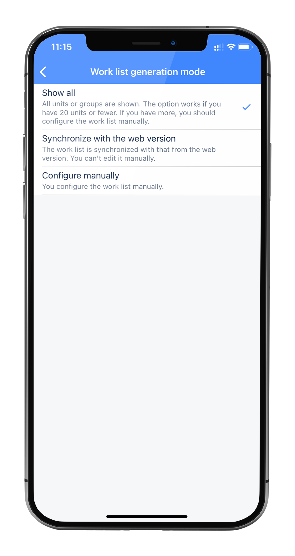Automatic addition of new units to the work list