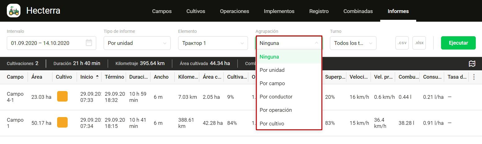 Grouping in reports in Hecterra