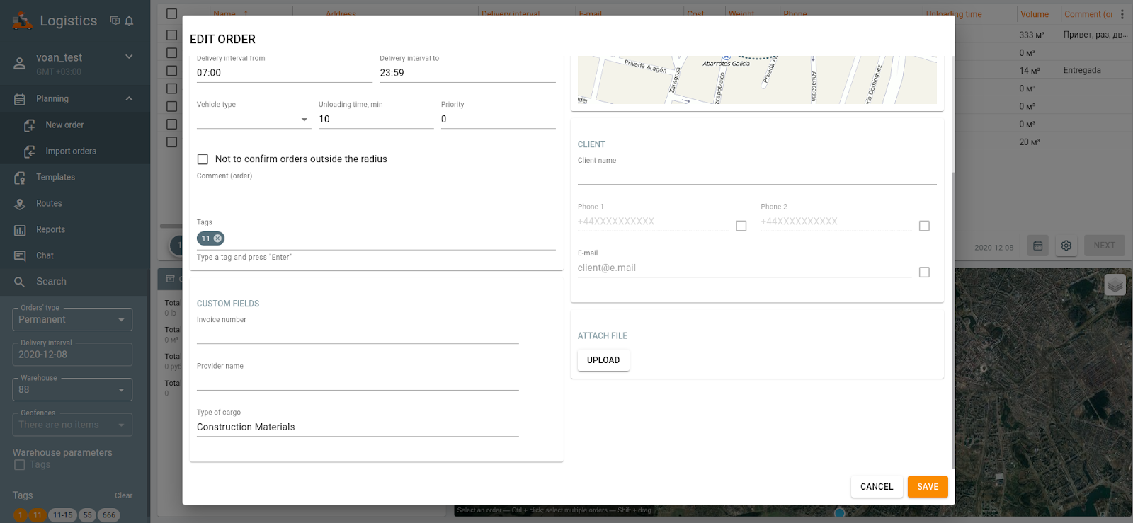 Amélioration du dialogue de création/édition des commandes
