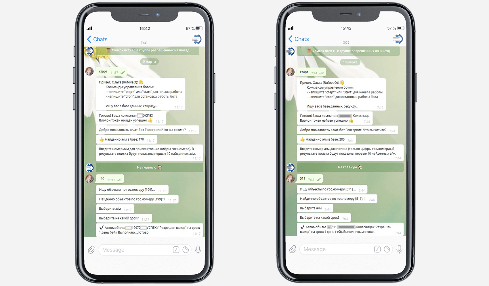 Approval of vehicle exit via chatbot