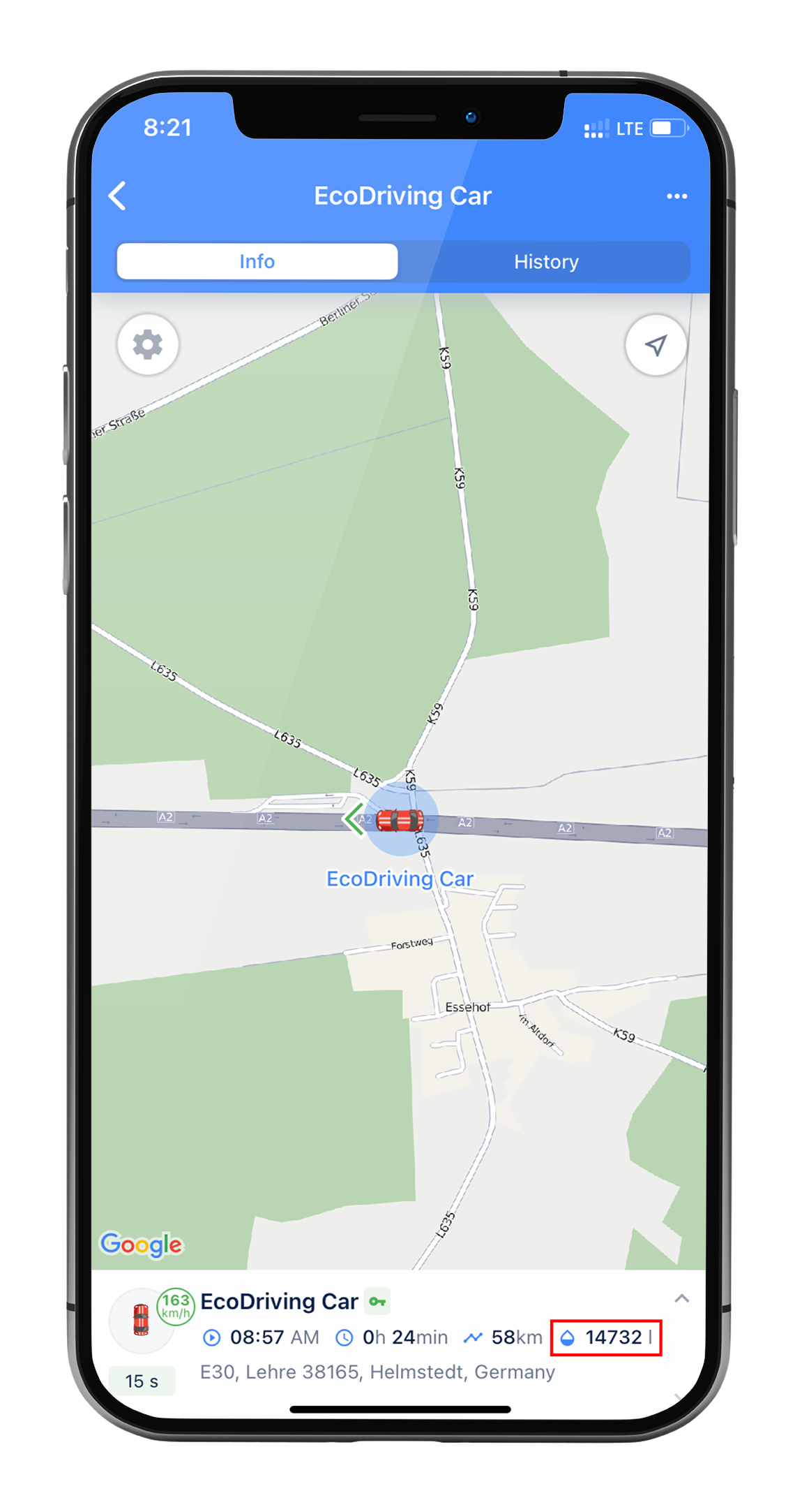 Fuel level in the unit information