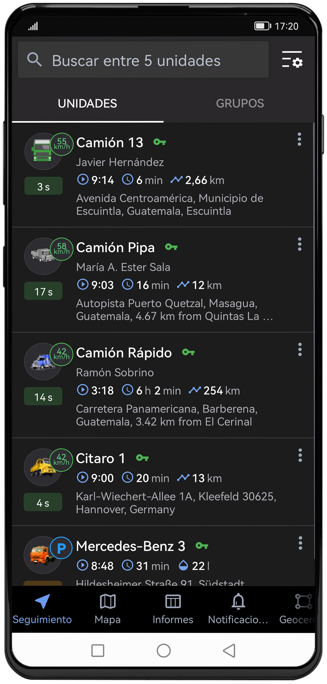 Tema oscuro de la interfaz