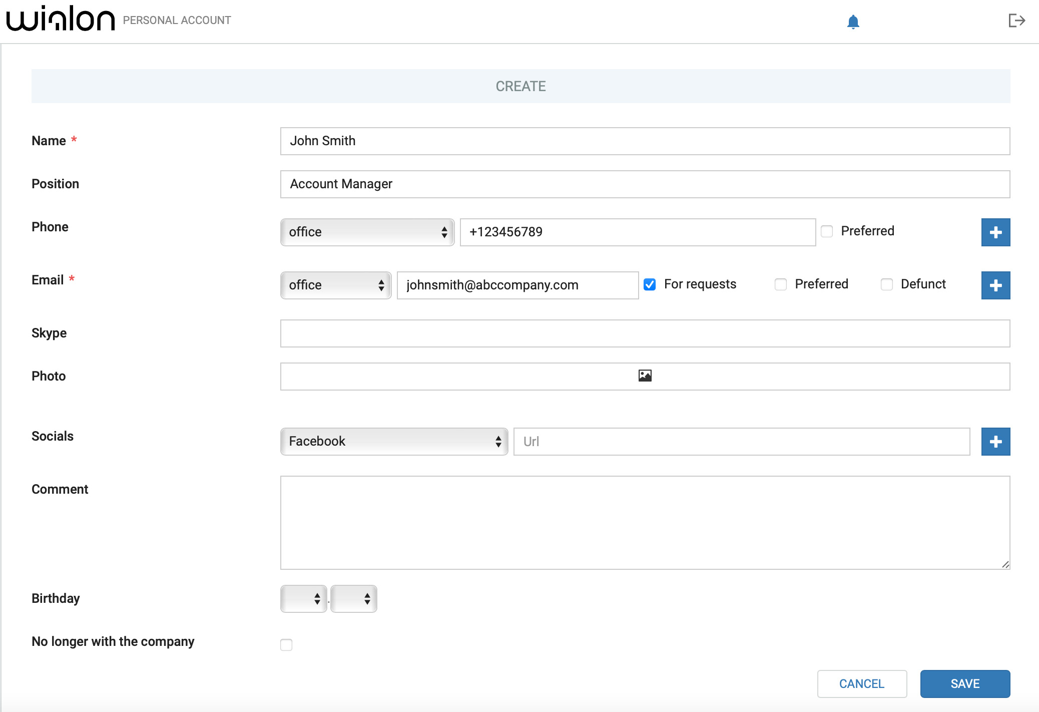 my.wialon.com — Ajout d'informations sur les employés