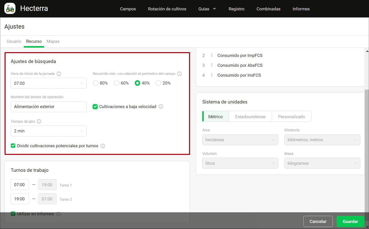 Potential cultivations search according to work shifts