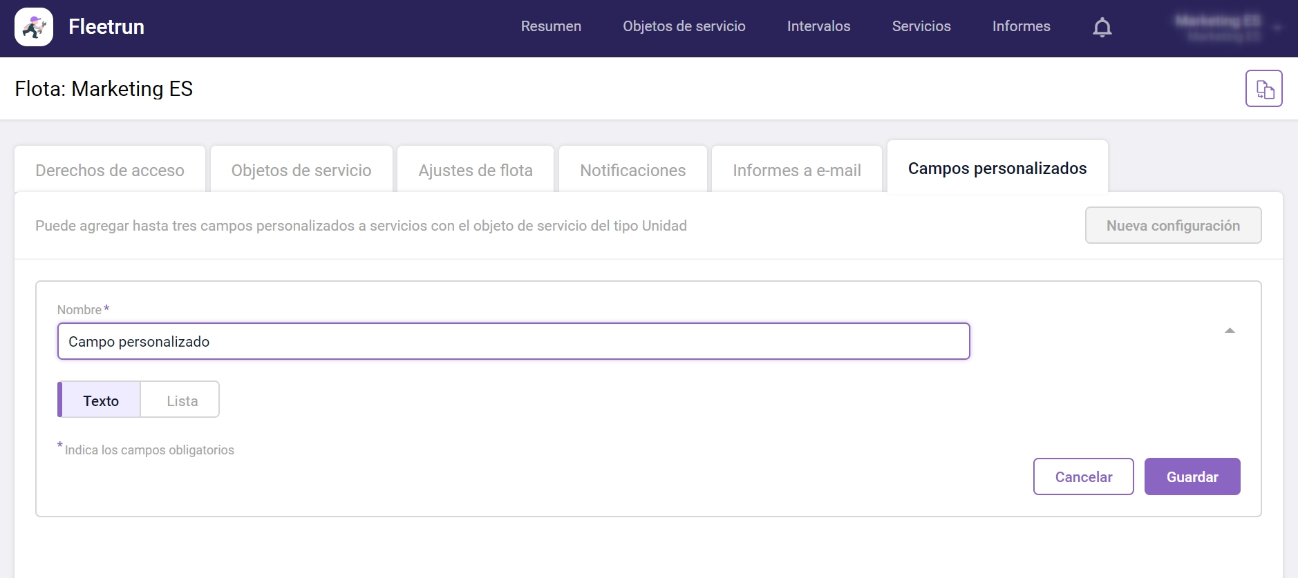 Agregación de campos personalizados