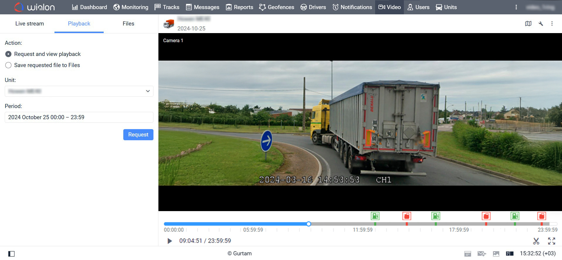 en events in the calendar and timeline on the playback tab