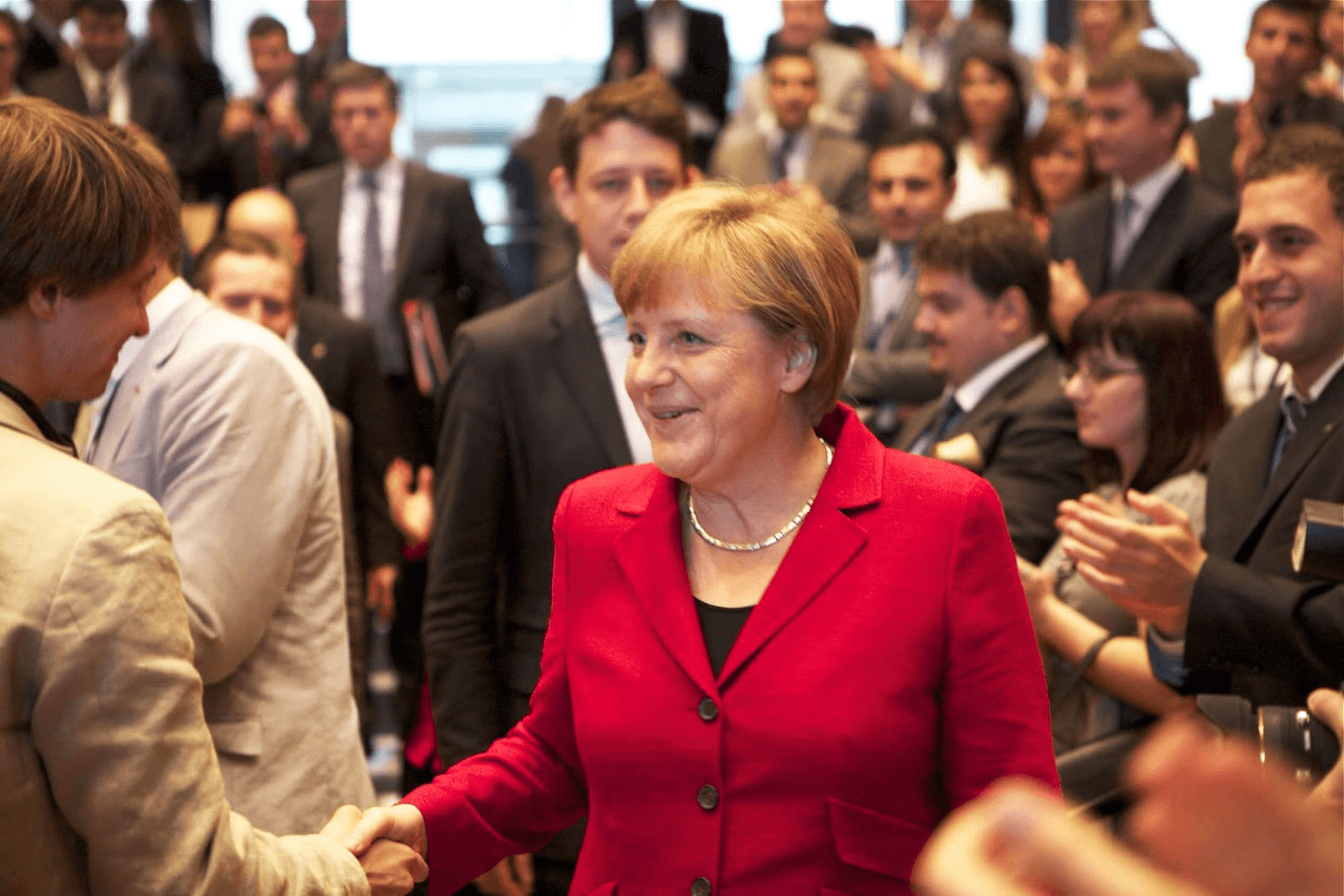 Aliaksandr Kuushynau et Angela Merkel