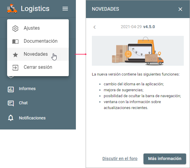 Ventana “Novedades”