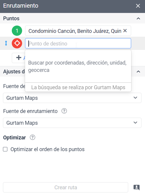 Búsqueda de puntos de ruta