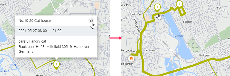 Moving orders on the map