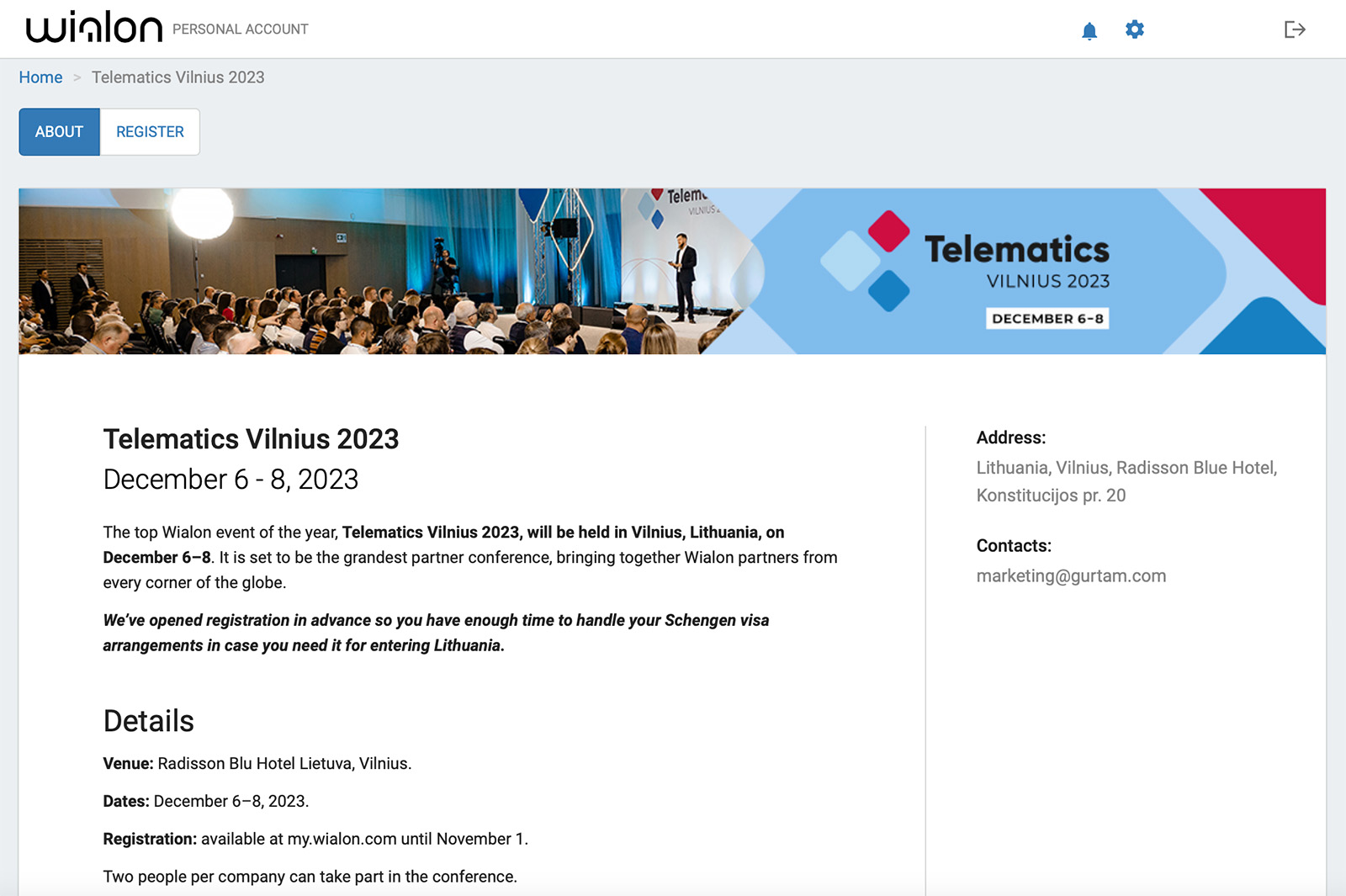 my.wialon.com — Annonce d'un prochain événement