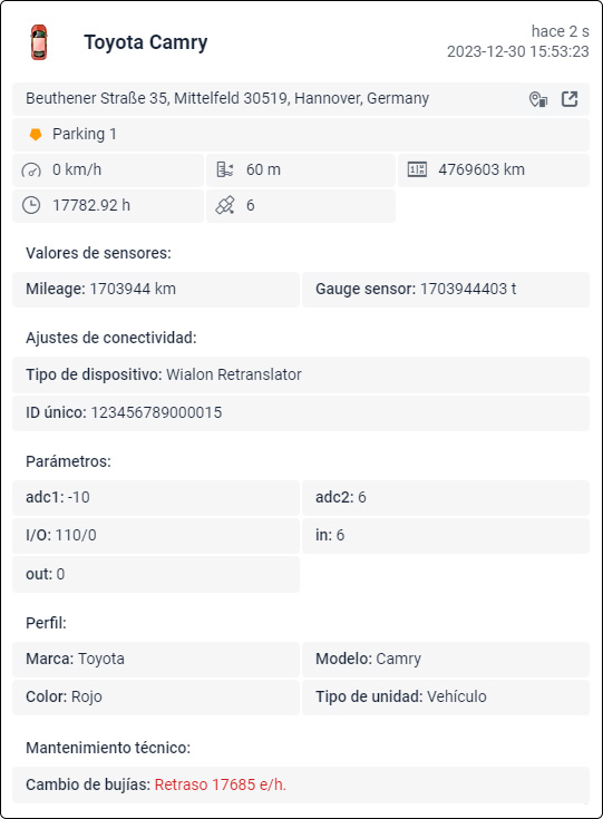 Actualización de la descripción emergente de la unidad