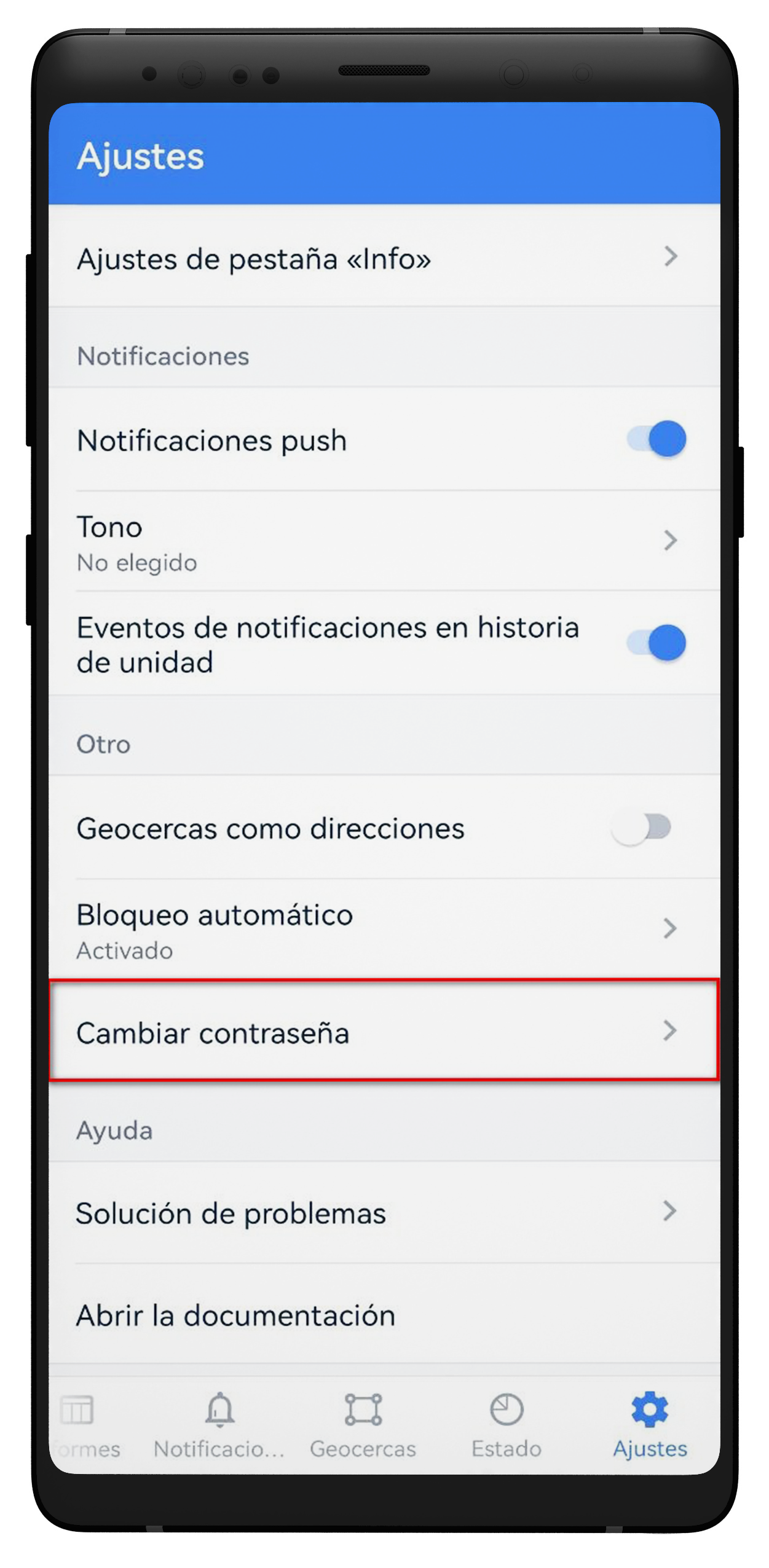 Cambiar contraseña_Wialon app