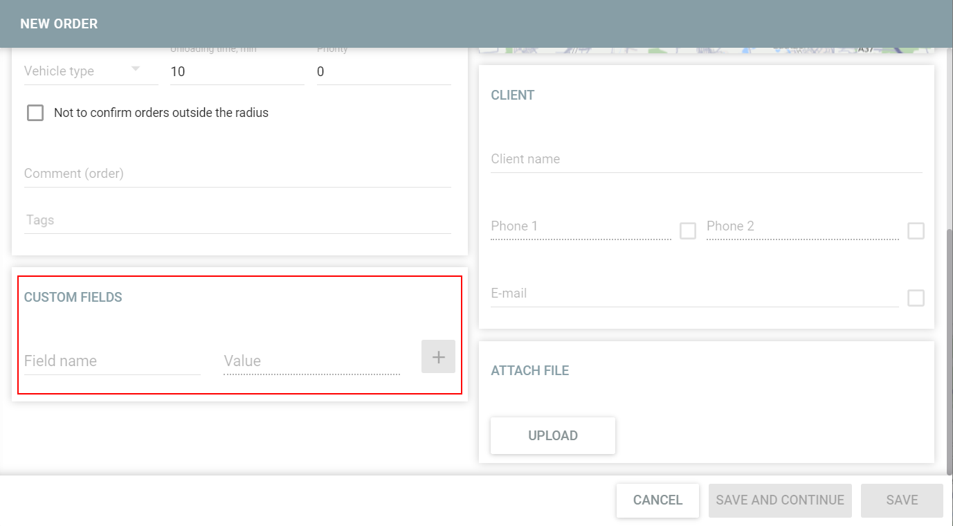 Champs personnalisés dans les commandes dans l'application Logistics