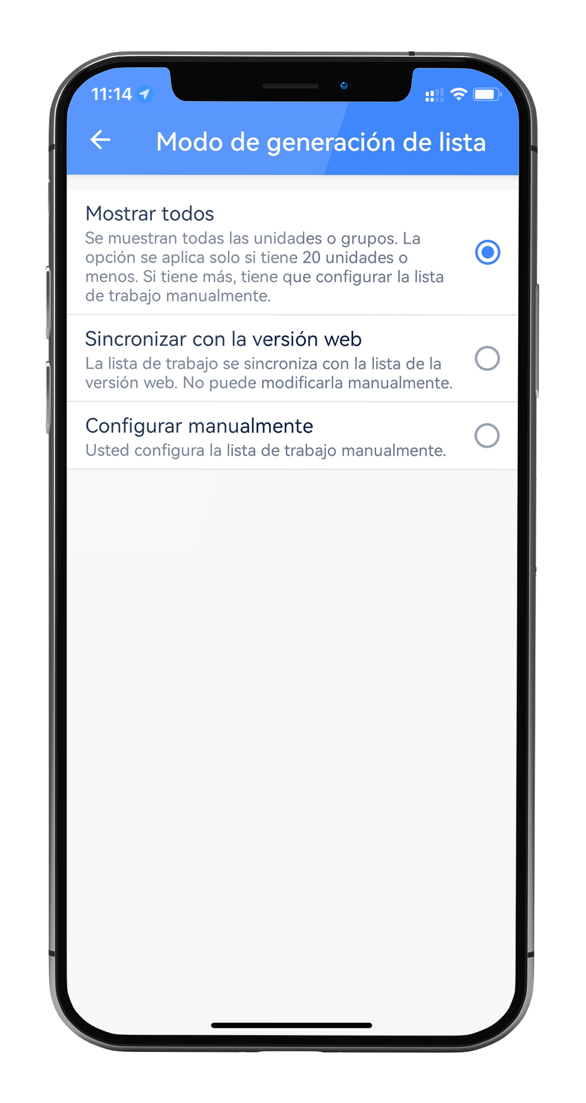 Adición automática de nuevas unidades a la lista de trabajo
