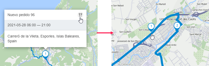 Moving orders on the map