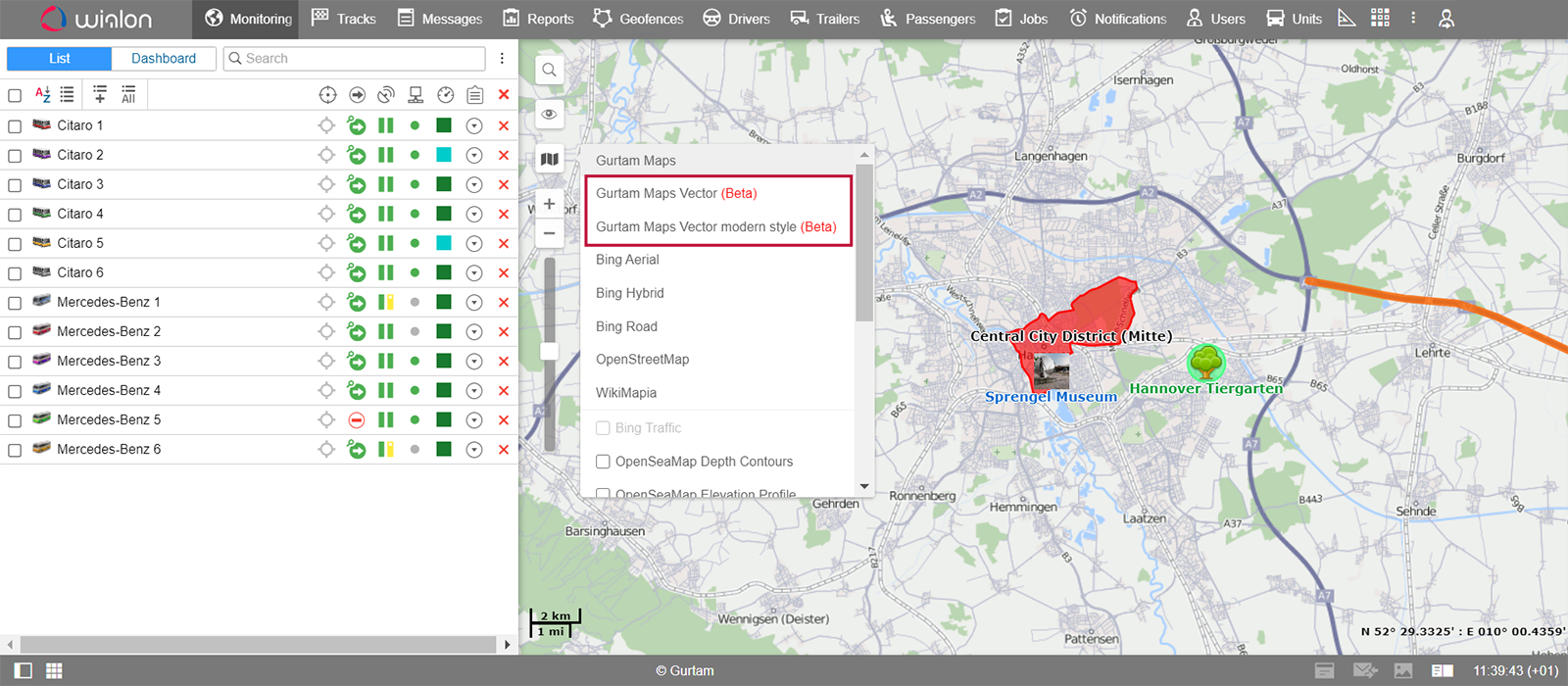 New Gurtam Maps layers