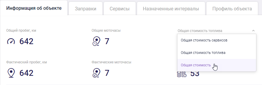 Общая стоимость сервисов и топлива