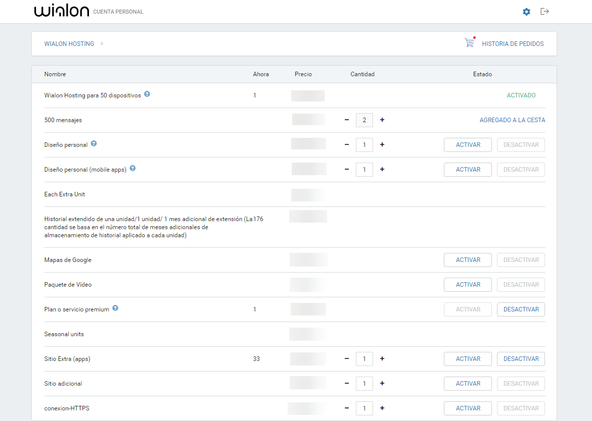 my.wialon.com — activating a new module