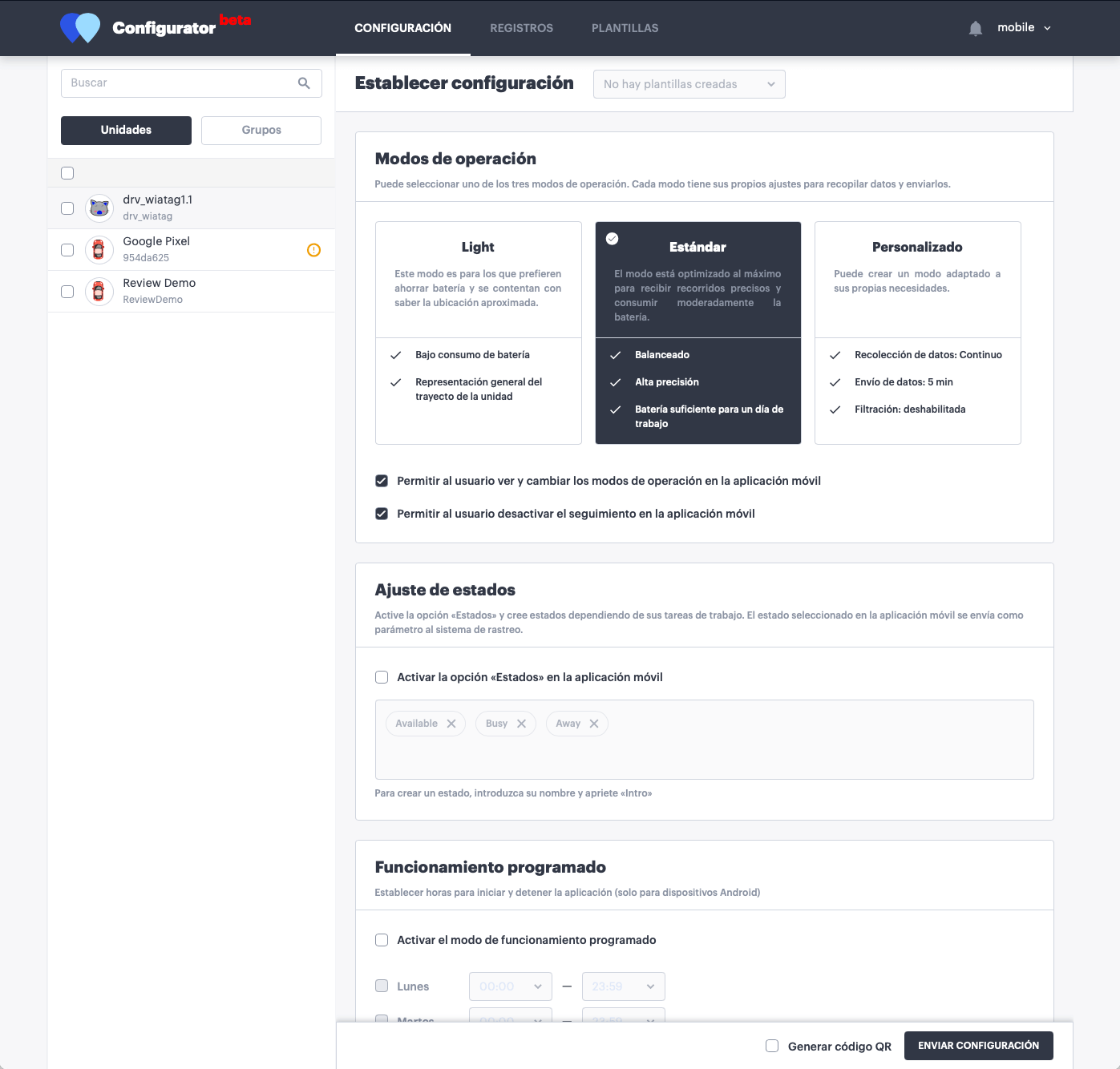 interfaz de configurator 