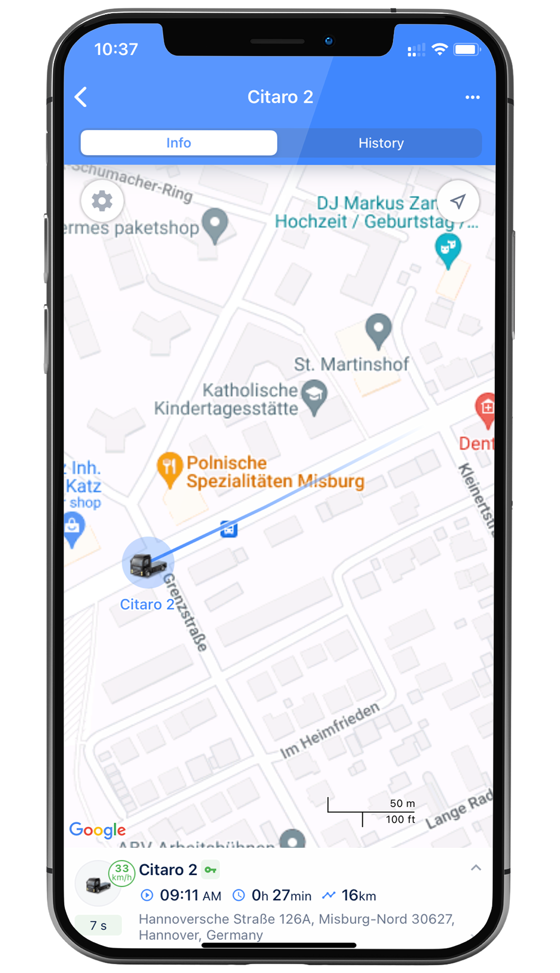 Unit trace on the map