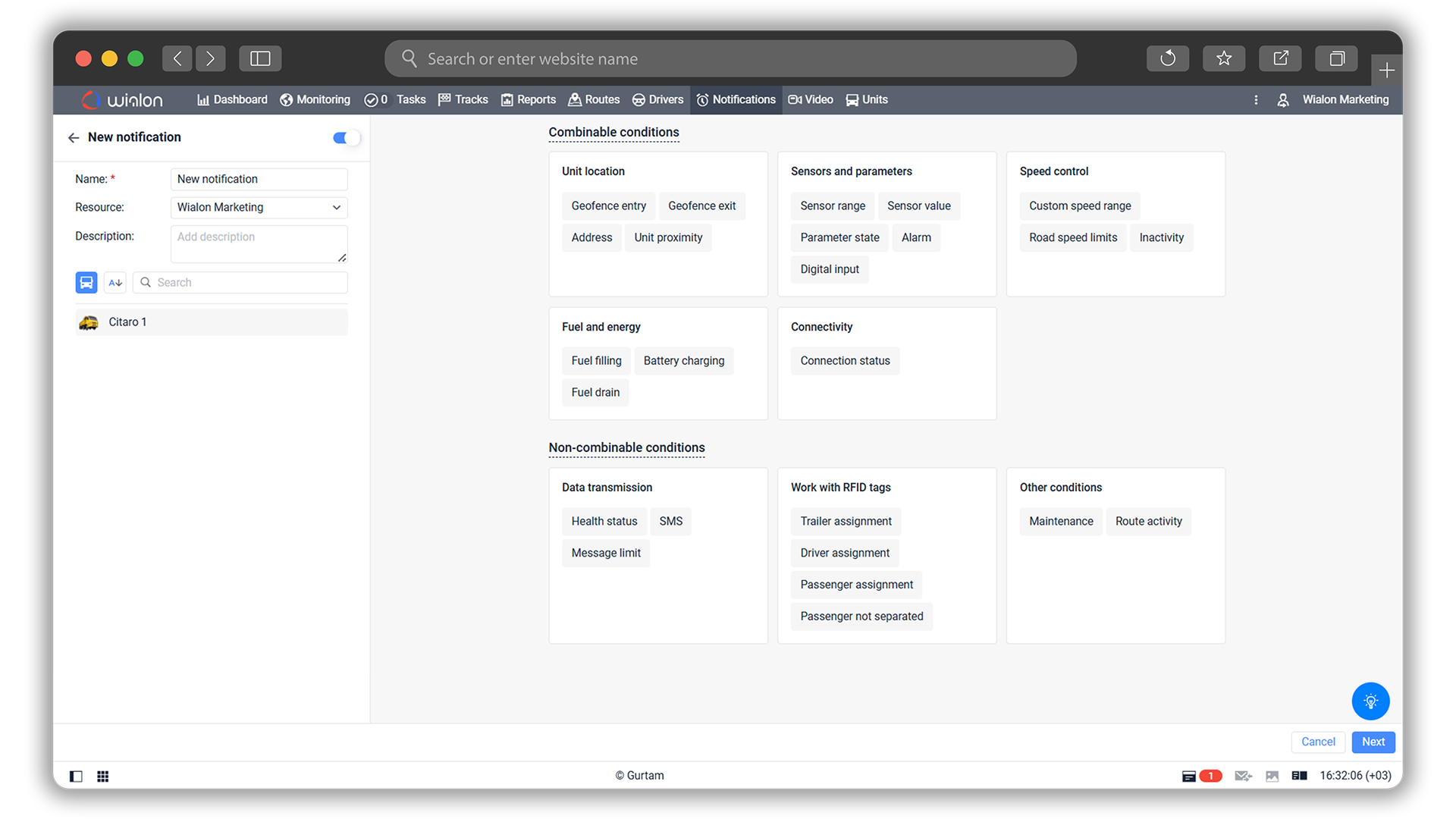 Notification builder interface