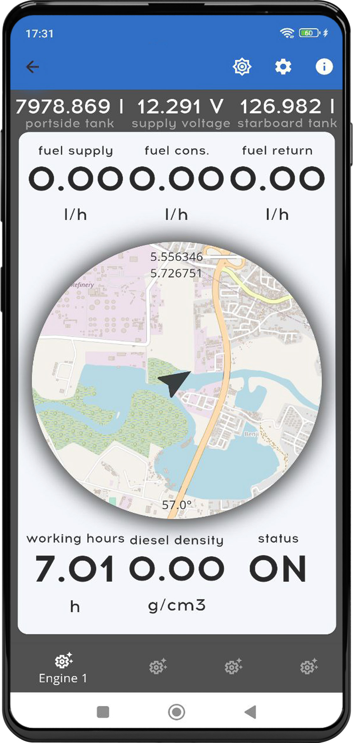 Mobile application for fuel consumption control on vessels