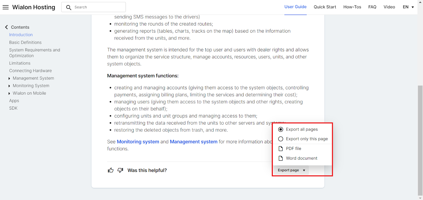  un bouton d'exportation