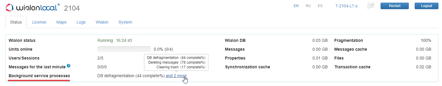 Affichage des processus de service en arrière-plan