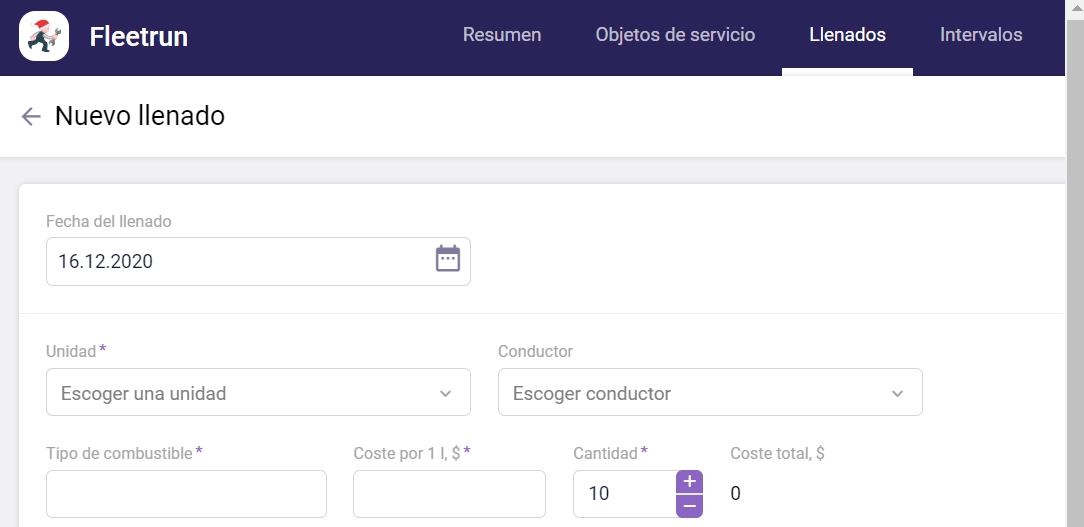 creación de llenados