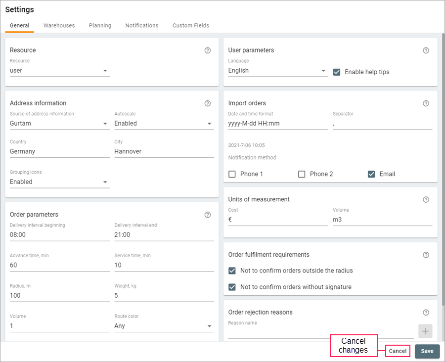 Nouveau design des paramètres