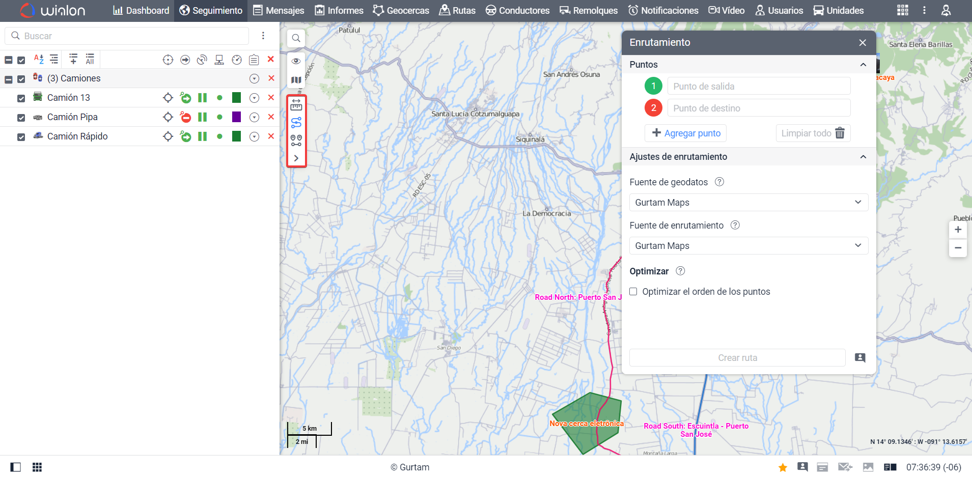 Mapa con herramientas